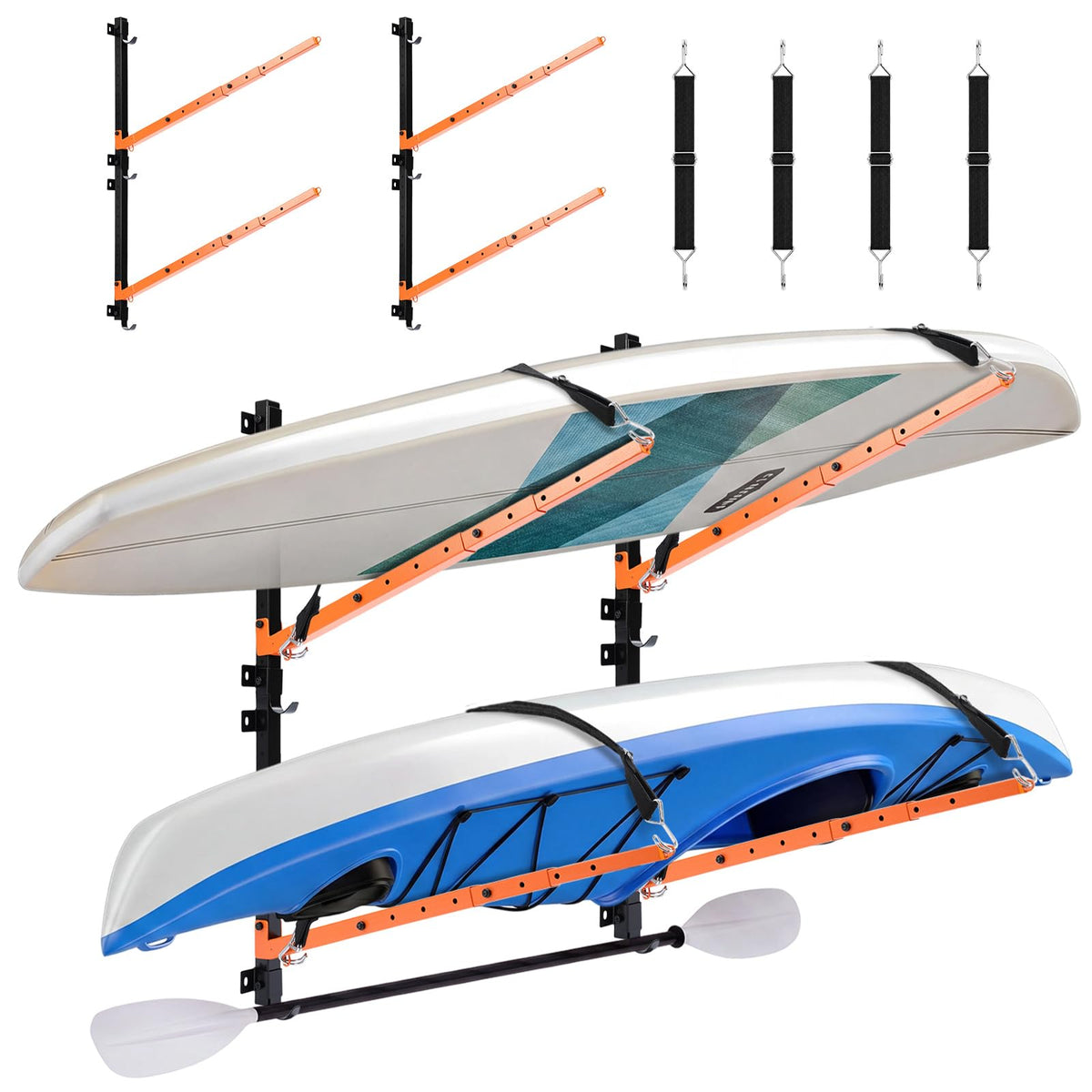 Kayak Storage Racks Garage Wall Mount Racks, 2 Tiers - Image 1