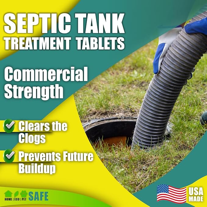 Green Pig Septic Tank Treatment Pucks – Enzyme & Bacteria-Based Treatment for Preventative Septic Maintenance, Helps Reduce Odors & Buildup, 3-Year Supply (18 Pucks)