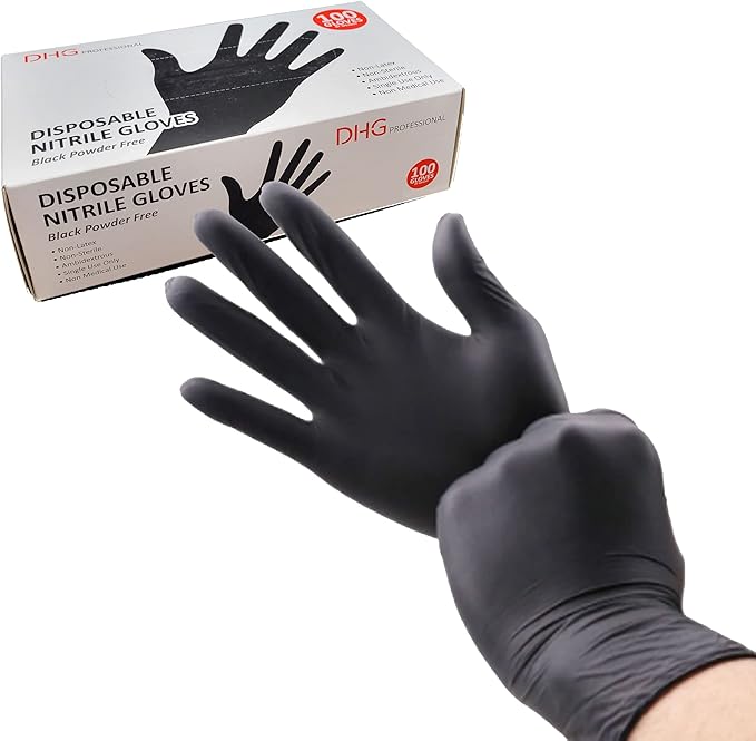 Latex Free Powder Free Black Nitrile Disposable Gloves, Food Handling, Cleaning Gloves