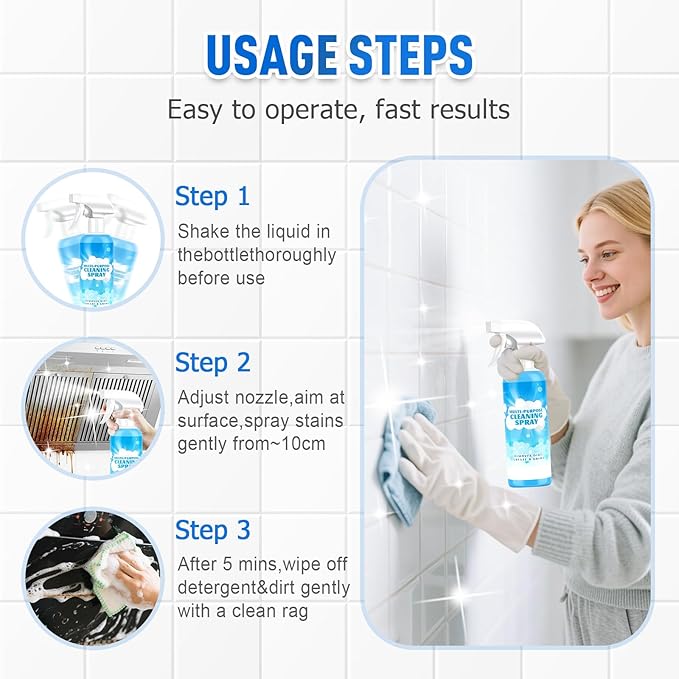 Multifunctional Powerful Spray Kitchen Foam Cleaner, 2026 New Multi-Purpose Cleaning Spray, Easy-To-Use Grease Remover For Kitchen, Fast-Acting Tile Cleaner For Families (3)