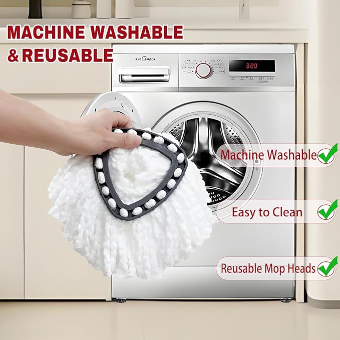 15 Pack Spin Mop Replacement Heads, Mop Replace Head Easywring 1-Tank System, Mop Head Replacement for Hardwood Floor Cleaning, Machine Washable and Easy to Replace