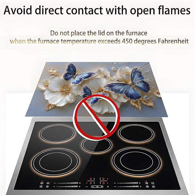 Stove Top Covers for Electric Stove, Grease-Resistant Stove Cover, Dust-Blocking Surface Shield, Reusable Countertop Mat, 28.3 x 20.5 Inches, Blue Butterfly Floral Decor(Butterfly)