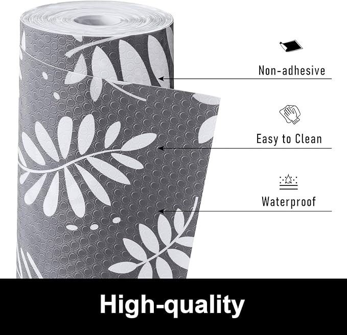 Cooyes Drawer and Shelf Liner, Non-Adhesive Shelf Liners for Kitchen Cabinets, Thick Strong Grip Mats for Desk, Shelves, Bathroom Drawers, Fridge, Cabinet Protection（23.6" W x 118" L）