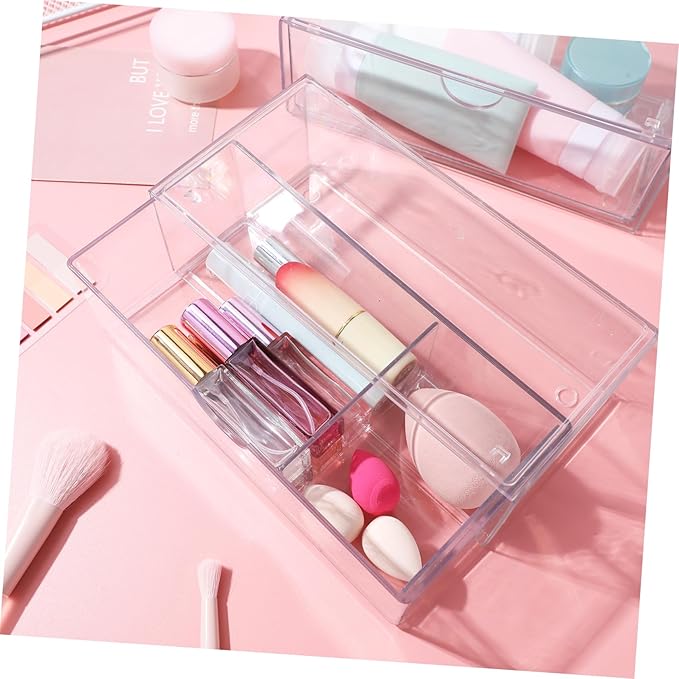 CHILDWEET 3pcs Acrylic Makeup Storage Box Lid Compartment Organizer Desktop Lipstick Holder