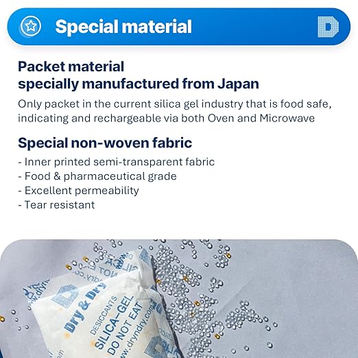 Dry & Dry 100 Gram [14 Packets] Orange Indicating Silica Gel Packets Desiccants - Food Safe Silica Packs, Silica Gel, Silica Packets, Desiccant Packs for Food Storage