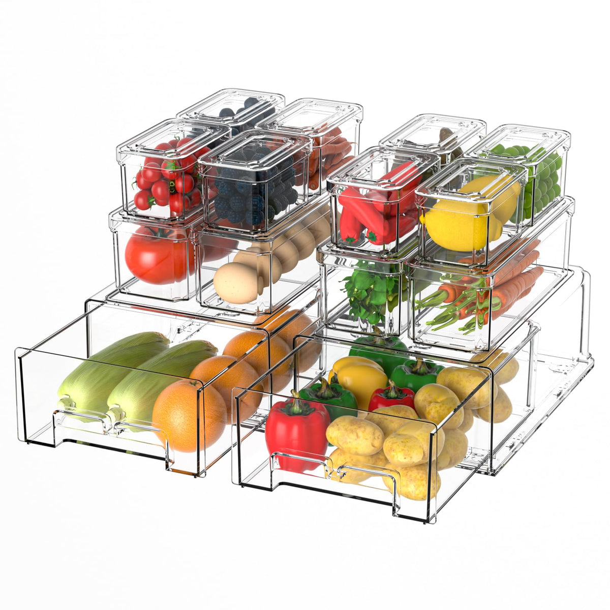 damynuo 14 Pack Clear Fridge Organizer with Lids and | All Products - Image 1
