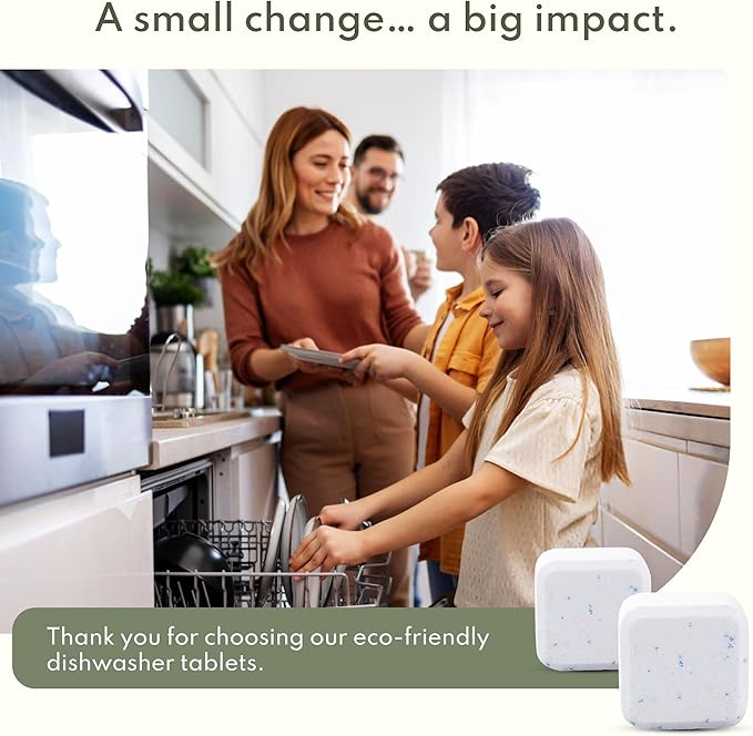 Dishwashing Detergent Tablets | All-in-one Formula Plastic Free Dishwasher Detergent pods | 100 Tabs (4 Month Supply) | Non plastic - Non wrapped - Eco Friendly Tablets