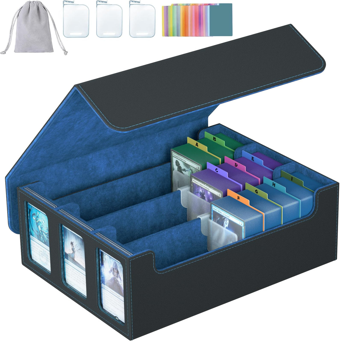 3-Row Trading Card Storage Box, Bulk Cards Case for 2400+ - Image 1