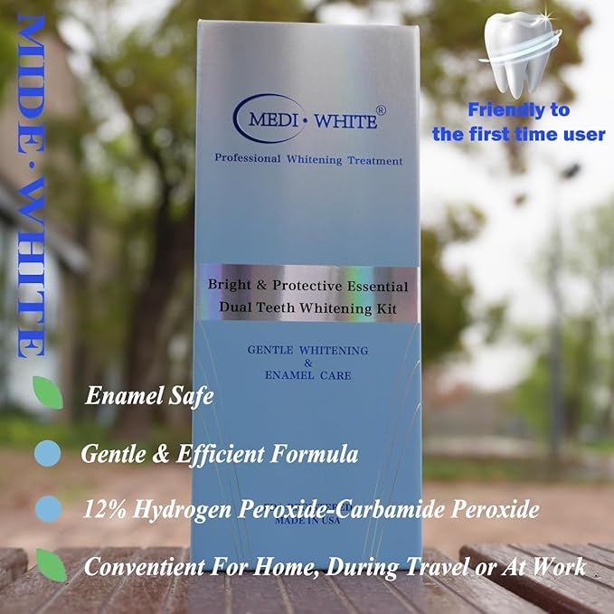 Bright & Protective Teeth Whitening Kit with Whitener Pen & Remineralization Gel Pen for Sensitive Teeth, On-The-go whitening Applicator, Whitening Pen for Stain Removal, Travel-Friendly