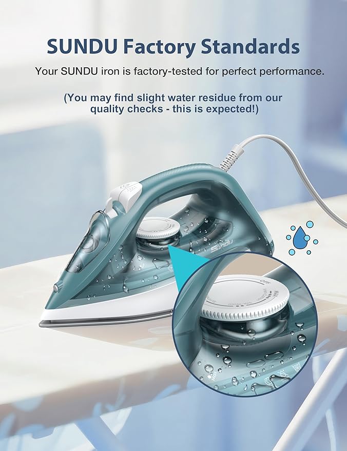Burst steam Iron for Clothes - 1500W Iron with Ceramic Coated Soleplate, Rapid Heating, Self-Cleaning, Auto-Off, 11.84oz Water Tank, Precise Thermostat, Home Use Green