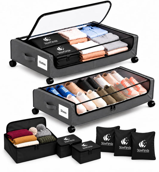 Under Bed Storage with Wheels & Lids, 2-Pack Storage Containers - Image 1
