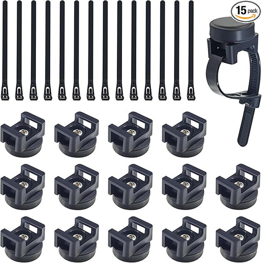 15pcs Magnetic Cable Zip Tie Base, Wire Cable Holder, Cable Ties Mount Wire Clips, Cable Management Base Organization, Multipurpose for Cable Wire Holder Clip (Black)