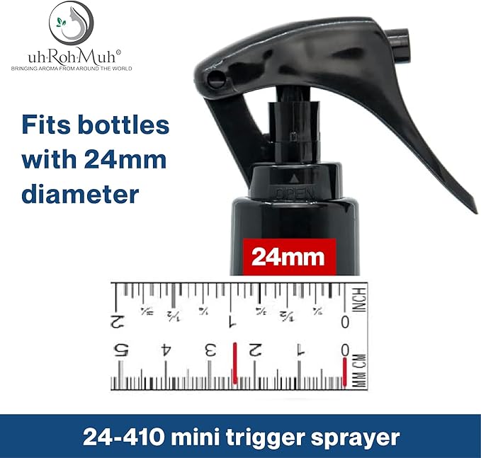 uh*Roh*Muh 24/410 Mini Trigger Sprayer (Pack of 25) Black - Smooth Skirt Design, Easy Fit, Adjustable Spray Nozzle - Perfect for DIY, Home, and Garden Use