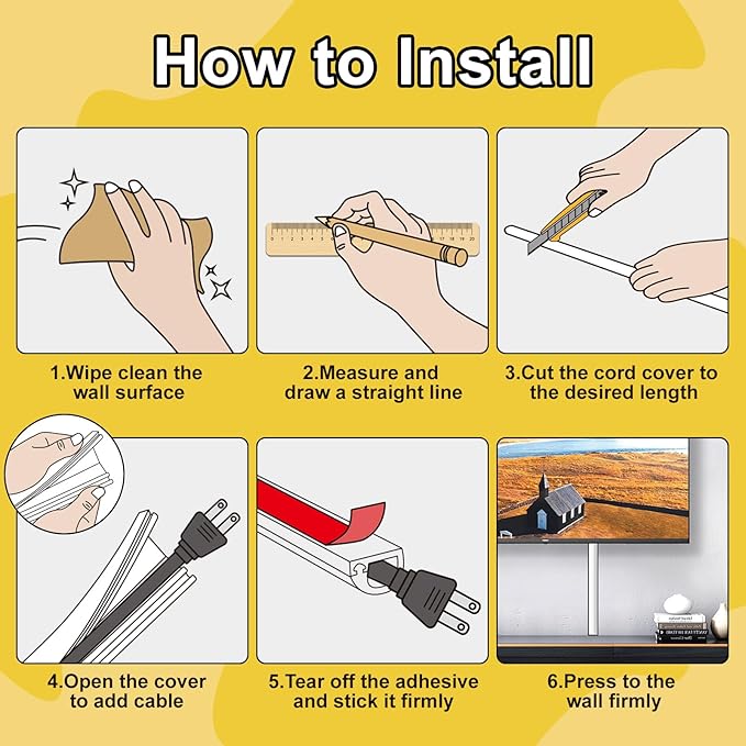 Wall Cord Hider 39 Inch, Self Adhesive Cable Hider Cord Cover for Wires, Flexible Wire Cover Cable Raceway for Cord Management W0.59 H0.39in White