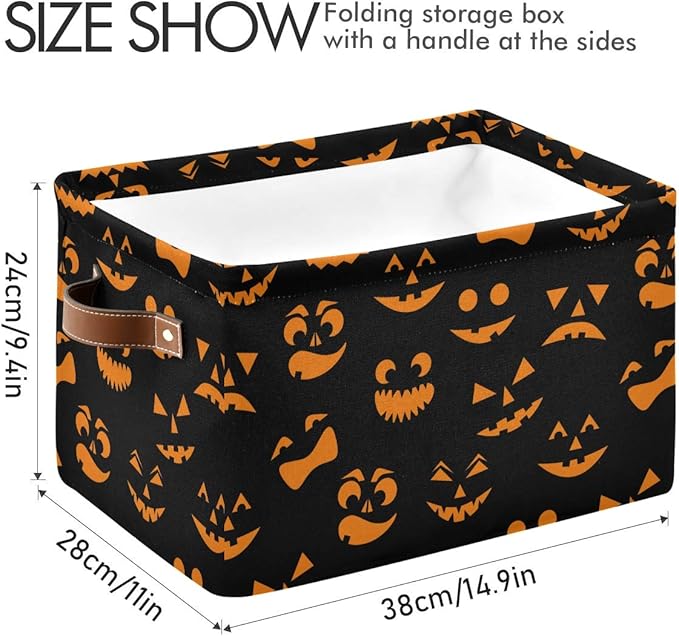 Halloween Basket Cute Halloween Baskets with Handles Collapsible Organizer Box Shelf Storage Baskets for Holiday Home Decor 1PC