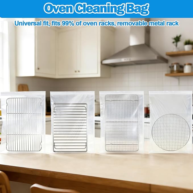 XANGNIER 3 Pack No Scrub Oven Rack Cleaning Bags 39.3 * 31.4in,No Cleaner Included,Simple to Use,No Messy Hands Reusable Leakproof Soaking Cleaner Bags for Removable Metal Rack,BBQ Grills,Grill Grate