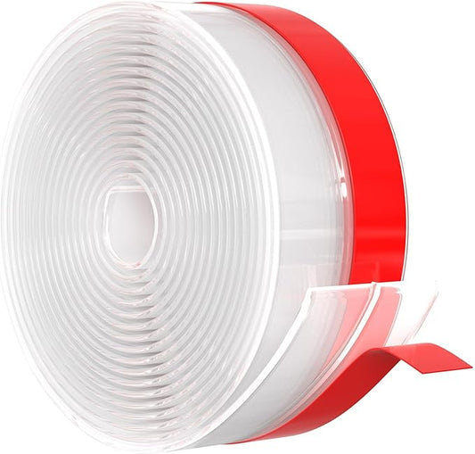 【2026 New Upgrade】 Wide Silicone Weather Stripping Door Seal with Strong Adhesive 1" x 25 ft, Draft Stopper for Garage, Shower & Sliding Doors - Gap & Under Door Protection, Transparent