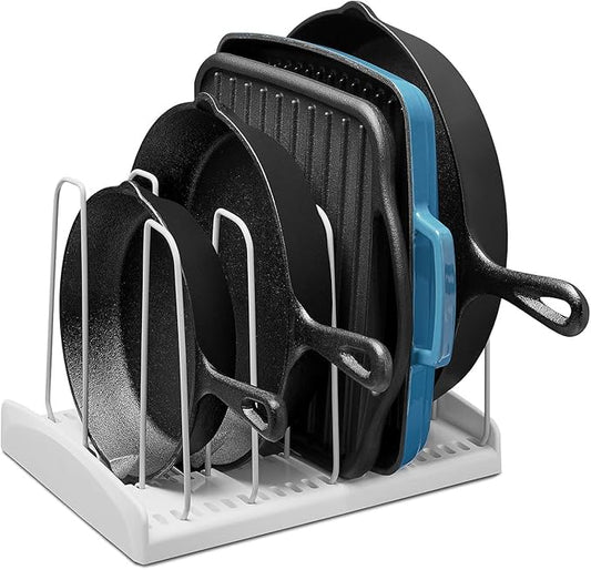 YouCopia StoreMore Cookware Rack with Tall Steel Wires, Adjustable Pan and Lid Organizer for Kitchen Cabinet Storage, Classic Edition