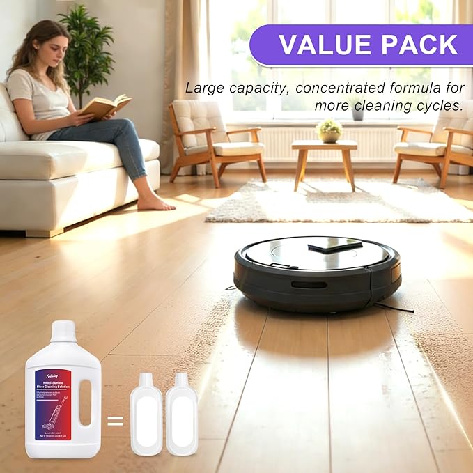 Snowlily 1000ML Floor Cleaning Solution, Residue & Streak Free, Low Foam Floor Cleaner for Mopping, for Robot Vacuum Mops & Wet Dry Vacuum Cleaners, Lavender Scent