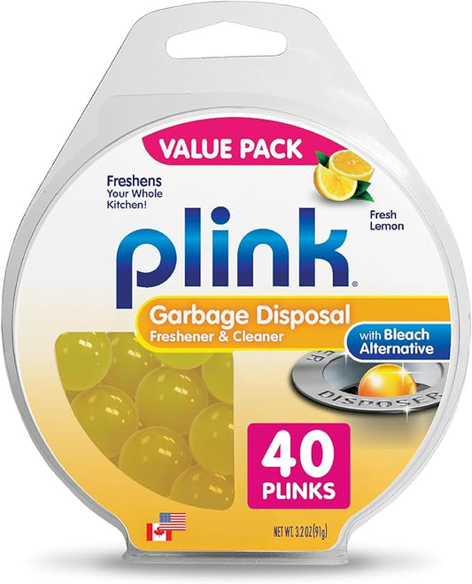 Plink Garbage Disposal Cleaner, Freshener & Odor Removing Balls, Easy to Use, Fresh Lemon Scent, 40 Count