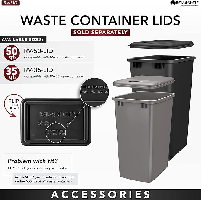 Rev-A-Shelf 35 Qt Bottom Mount Double Pullout Under Cabinet Kitchen Trash Cans w/Soft-Close, 150 Pound Rated Full-Extension Slides, Gray, 4WCBM-18DM-2 – Container Bins for Waste Management
