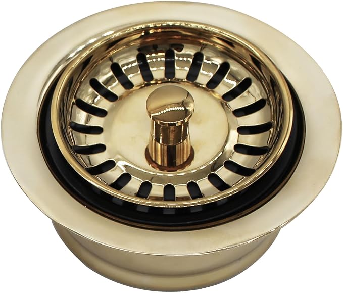 Westbrass A2089SEV-01 3-1/2" Kitchen Sink Waste Disposal Drain Flange and Basket Strainer, Polished Brass