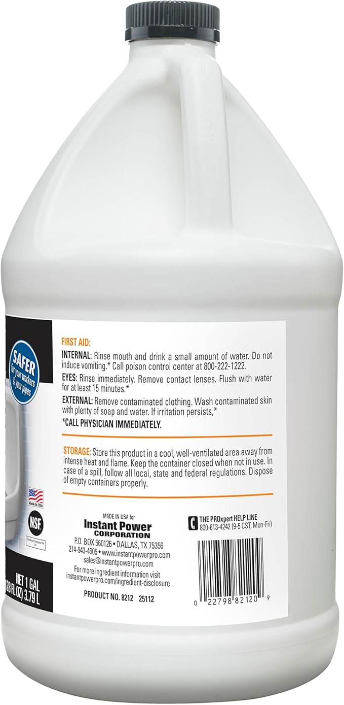 Instant Power Professional Urinal Salt Remover - Helps with Uric Salt Buildup, Dissolves Urine Salt, Urinal Drain Cleaner for Regular and Waterless Urinals, Safe on all Toilet Pipes - 1 Gallon, 4 Pack