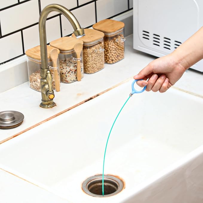 30 Pack 50 Inch Sink Snake Bulk Hair Drain Clog Remover Unbreakable Metal Drain Snake Hair Removal Tool Flexible & Long Unclogging Tool for Bathroom Sink Tub Shower