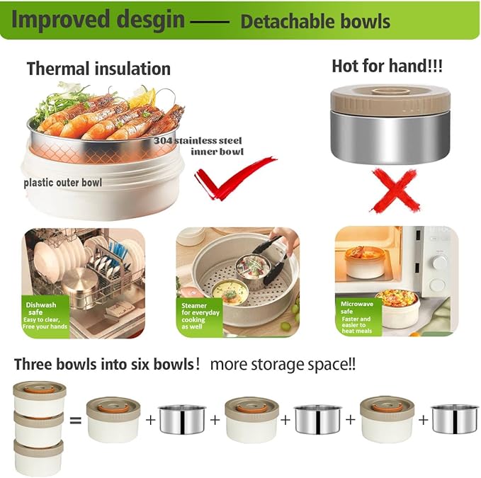 67 oz Adults Thermo for Hot Food 2L 9.06 in 3 Layer Stainless Steel Vacuum Soup Food Thermo Hot Food Jar Bento Box for Men, Women, Suitable insulated Lunch Box for 12+ Camping, Office & Travel Use
