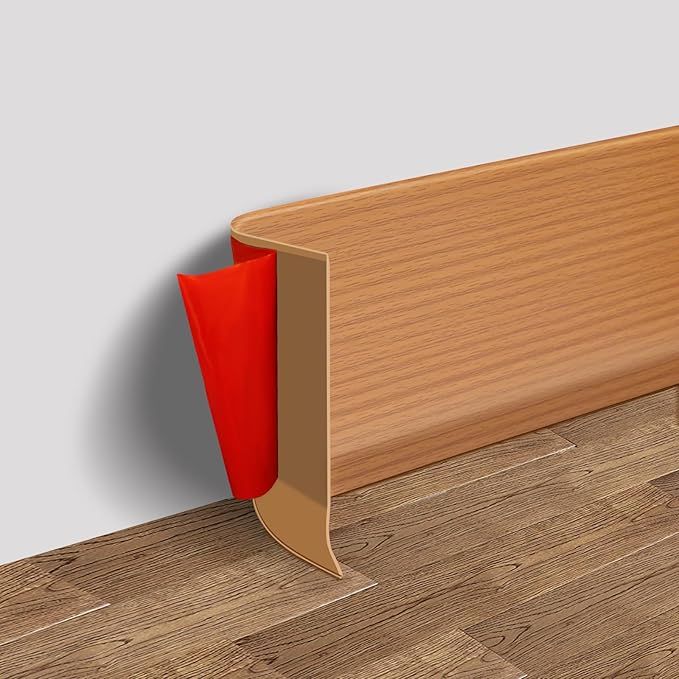 Vinyl Wall Base Baseboard Molding Trim 6" Flexible Self Adhesive Rubber Wall Base Moulding Trim Peel and Stick Design, 6 Inch x 100 Feet, Yellow Wood