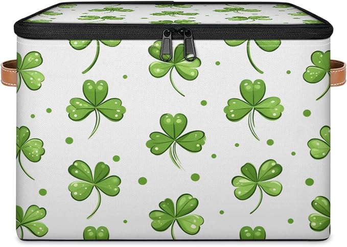 Clover Storage Baskets,Cubes Empty Gift Basket Foldable Storage Box Bin,Waterproof Leaf Open Shelf Basket Organizer for Kid Clothes Toy Bedroom Nursery Home Decorative Plant