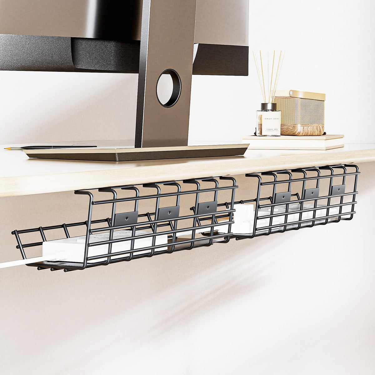 2 Pack DELAMU Under Desk Cable Management Tray, Larg | All Products - Image 1