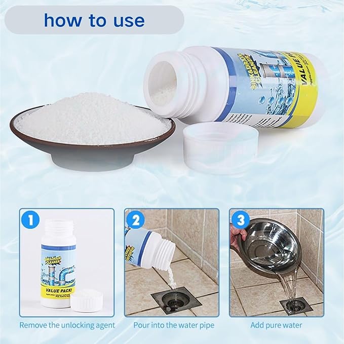 2 Pcs Sink and Drain Cleaner, Powerful Pipe Dredge Sink Cleaner Powder, Fast Foaming Drain Cleaner Pipeline Dredging Agent for Kitchen Toilet Pipeline Quick Cleaning (2)