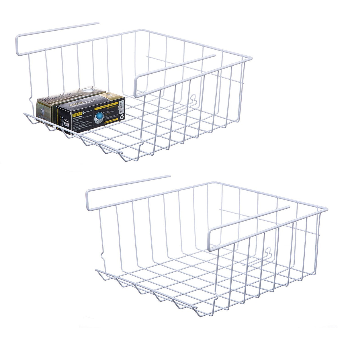 Lonians 2-Pack Under Shelf Hanging Storage Baskets - Metal Wire - Image 1