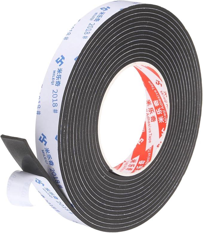 PATIKIL Sponge Rubber Foam Tape, 63/64" W x 1/8" t x 16.4ft l Self-Adhesive Foam Insulation Tape Weather Stripping for Window Door Soundproofing Weatherstrip AC Seal Strip, Black