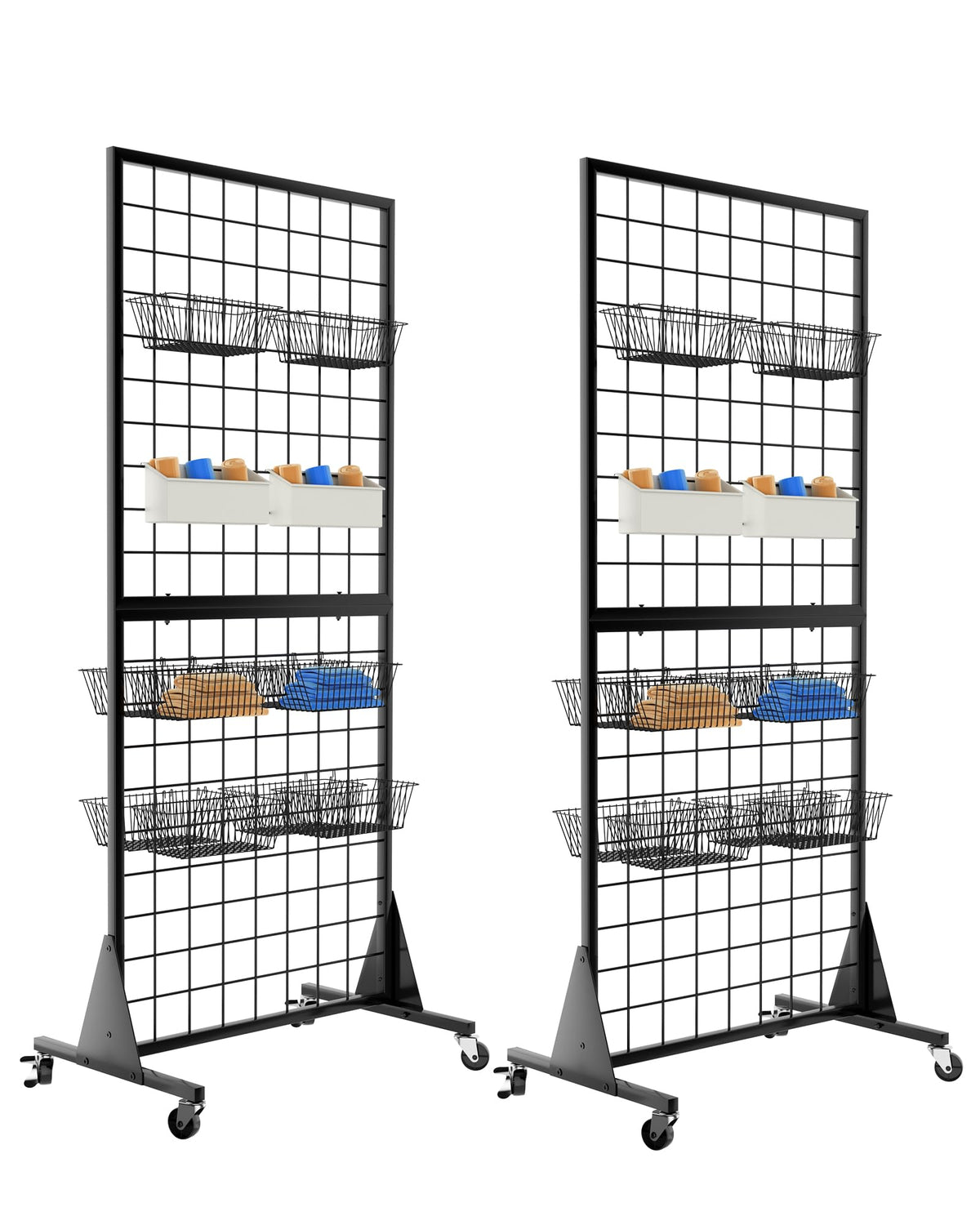 2-Pack Gridwall Panel Display Stand, 2'x5.5' Heavy Duty Floor - Image 1