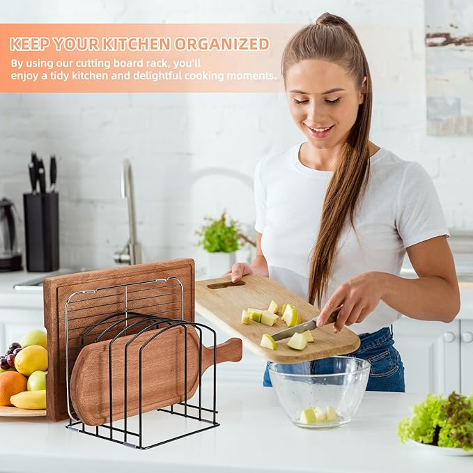 5-Slot Cutting Board Organizer, Bakeware Organizer, and Kitchen Cabinet Organizer for Baking Trays and Cookie Sheets (1pc 5 Slots for one size)