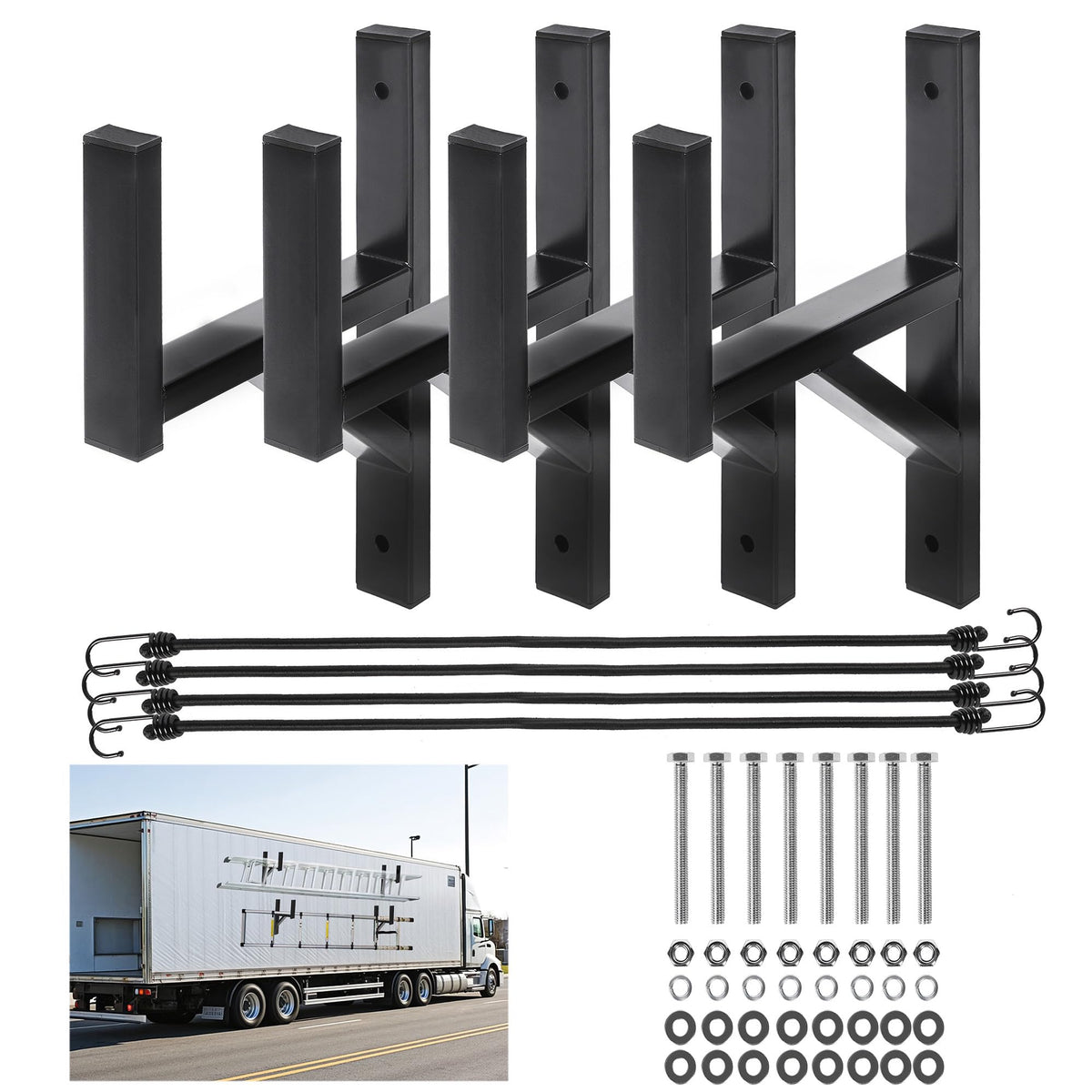 4 Racks Trailer Ladder Rack, Heavy Duty Steel Ladder Side - Image 1
