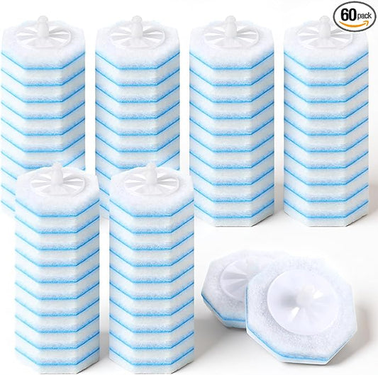 60 Counts Disposable Toilet Wand Refills Compatible with Most Bowl Brush Wand, Toilet Bowl Cleaner Refill Pads, Disposable Bathroom Toilets Brush Scrubber for Deep Cleaning Stain Removal
