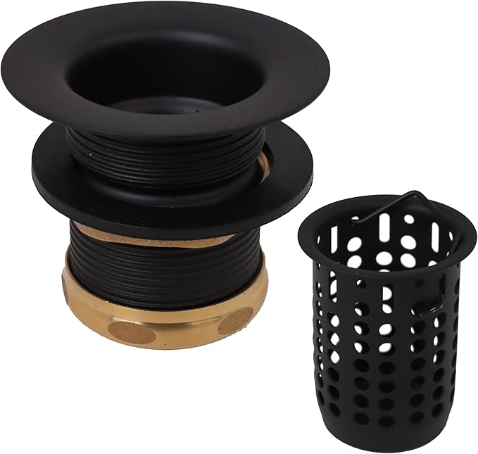 Westbrass A218-62 Junior Bar and Laundry Sink Drain Assembly with Removable Strainer Basket, Matte Black