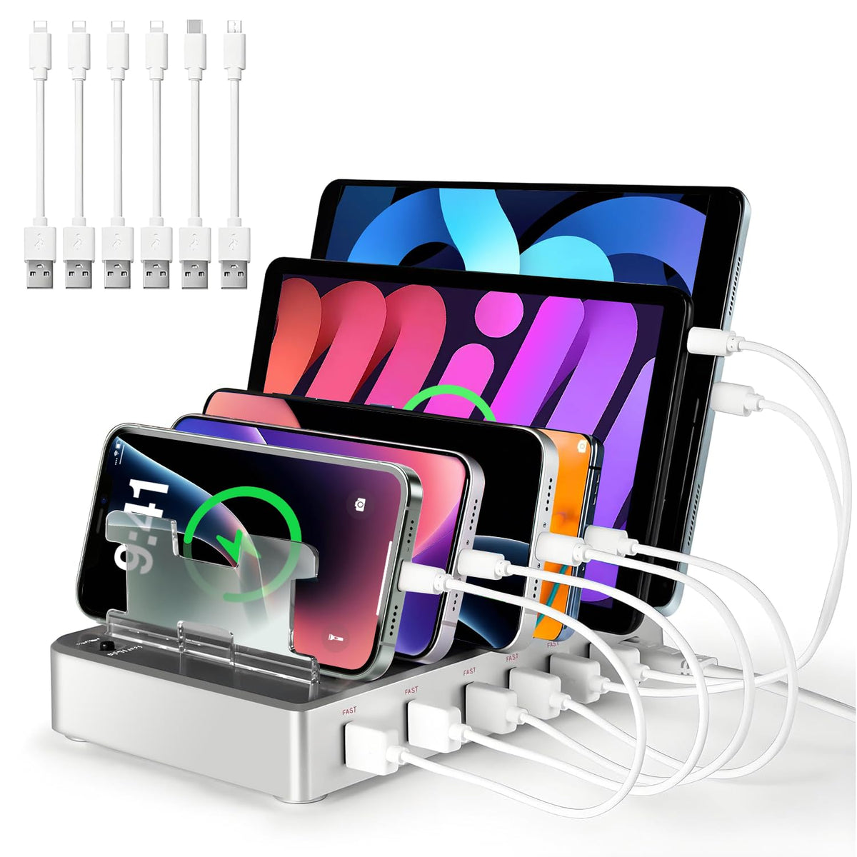 300W Charging Station for Multiple Devices, Fast Charging 6 Port - Image 1
