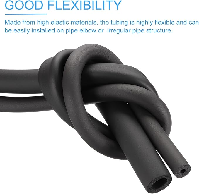 PATIKIL 1-5/16"(34mm) ID x 6.6Ft Pipe Insulation Foam Tube, Pipe Cover Wrap Roll Bar Padding Tubing for Handle Grip HVAC Outdoor Air Conditioner Units, Black