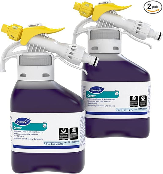 CREW Diversey 101106666 Bathroom Cleaner & Scale Remover, Professional Strength Liquid Concentrate, Ready-to-Dispense RTD, Fresh Scent, 1.5-Liter (Pack of 2)