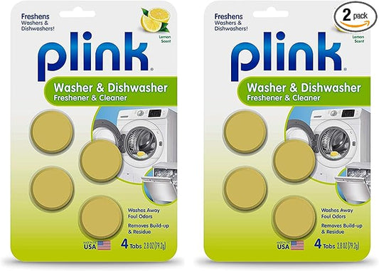 Plink-9024 Summit Brands Washer and Dishwasher Freshener Cleaner, 4 Tabs, Yellow, 1 Count (Pack of 8)