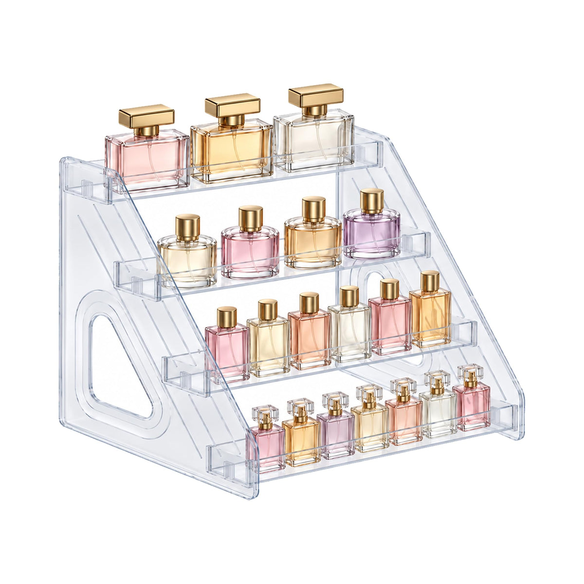 4-Tier Perfume Organizer, Clear PET Display Stand for Cologne - Image 1