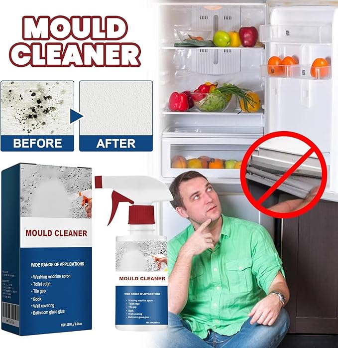 Mould Cleaner Spray Powerful Foam Cleaning Spray, Multi-Surface Fast-Acting Stain Remover for Kitchen, Bathroom, Wall and Tile Cleaning, No Scrubbing Required (2)