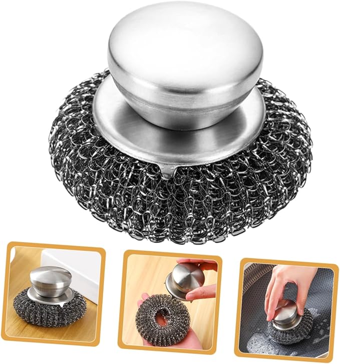 BBQ Grill Scraper Kitchen Metal Scrubber Steel Wool Dish Scrubber Stainless Steel Cleaning Pads Scrubber for Wash Sink and Stove