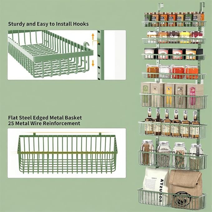 Over-the-Door Pantry Organizer — Sage Green