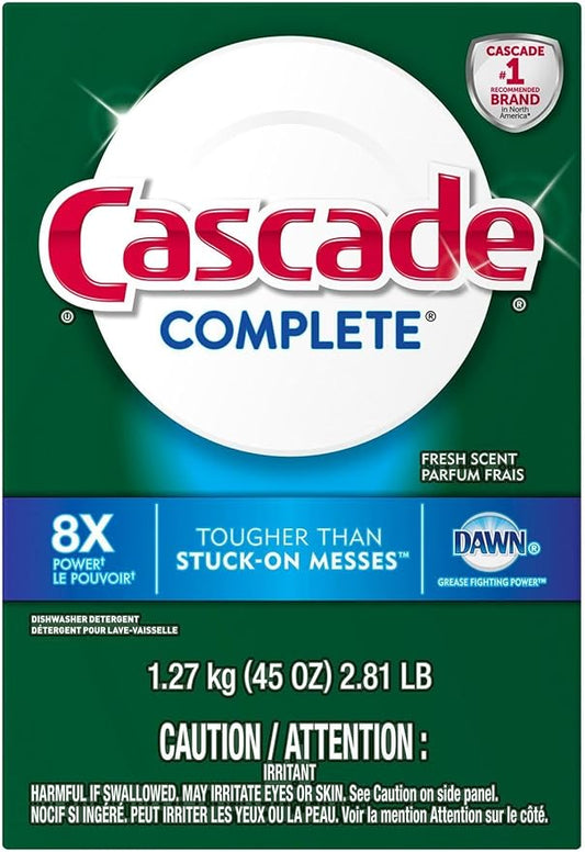 Cascade Complete Dawn Fresh Scent Dishwasher Detergent Powder, 45 Ounce