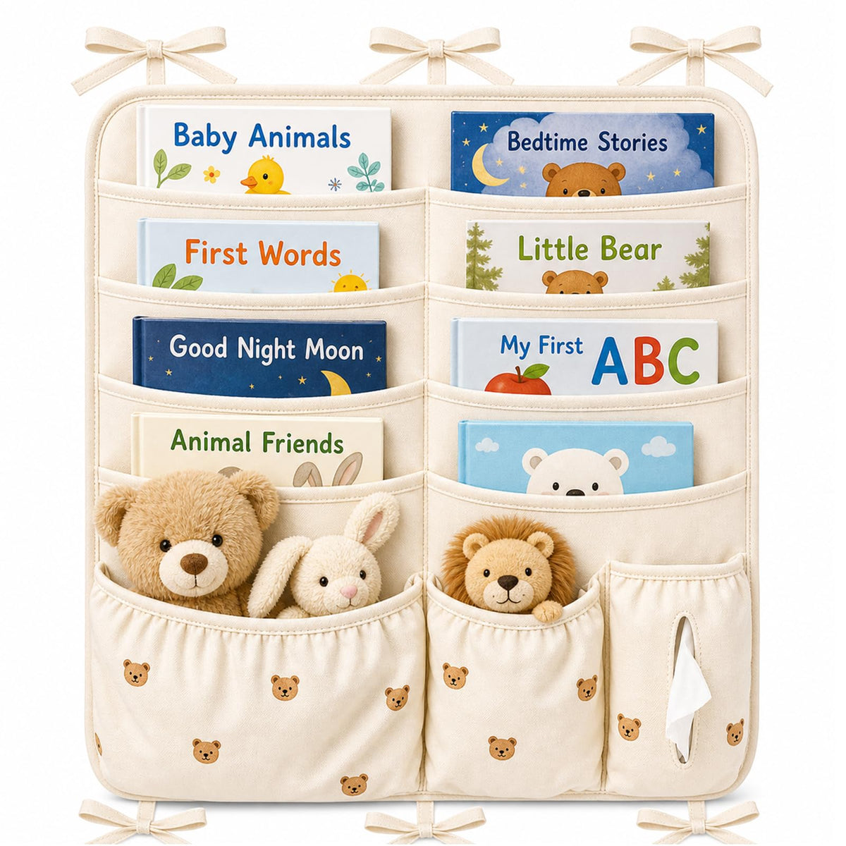 Bedside Caddy Nursery Playpen Organizer, Hanging Crib Book & Toy - Image 1
